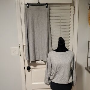 Ann Taylor Light Gray Skirt Set